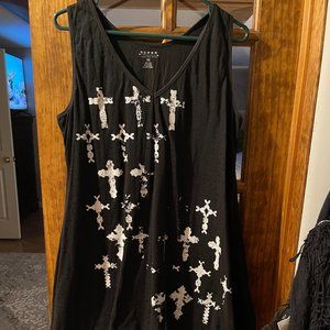 Roper Dress, Black with silver crosses, Size XL